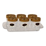 Tray Set with 6 Shot Glasses-Gold Band